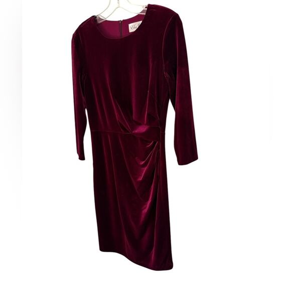 NWOT Eliza J Ruched Mini Sheath Burgundy Cocktail Dress - Sz 6 - Picture 6 of 8